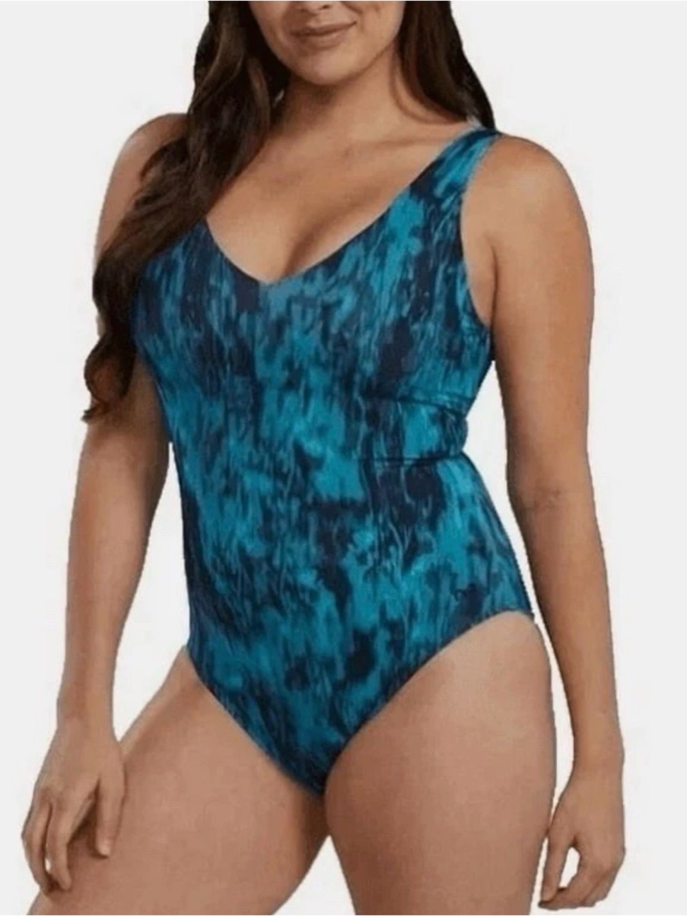 TYR one-piece bathing suit blue/green tie-dye slimming control swimsuit size: S